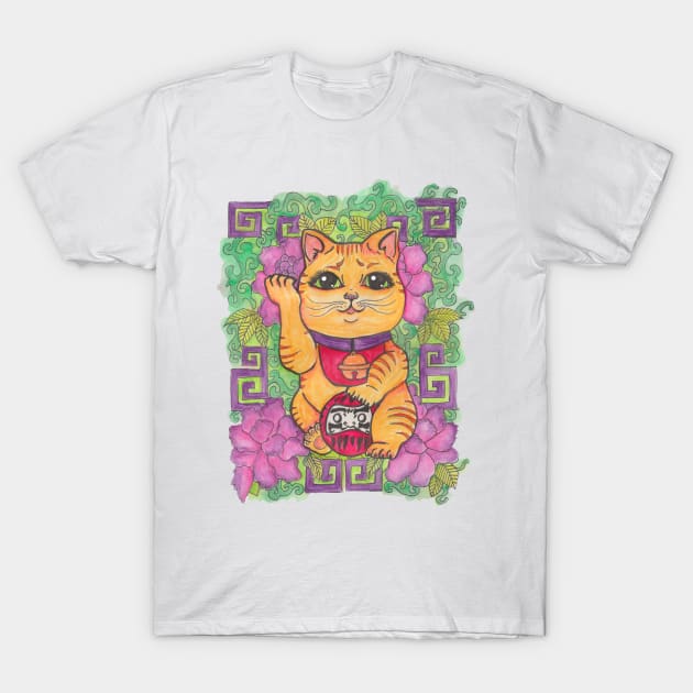 Lucky Cat T-Shirt by JenStedman73